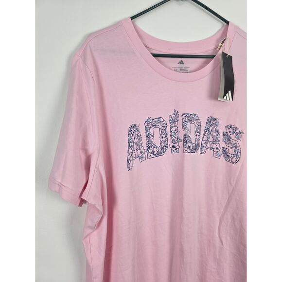 Adidas Plus Size Logo T Shirt 3x Womens Pink Regular Fit Crew Neck Active NWT - Picture 2 of 7
